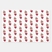 赤いハートおもしろいズビーグルドッグラバーバレンタインズギフト ラッピングペーパーシート (正面3)