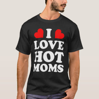 赤いハートおもしろい母Iハート熱いママ私は熱い大好き Tシャツ