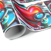 赤いハートおよびクローム聴診器ヘルスケア ラッピングペーパー (ロールコーナー)