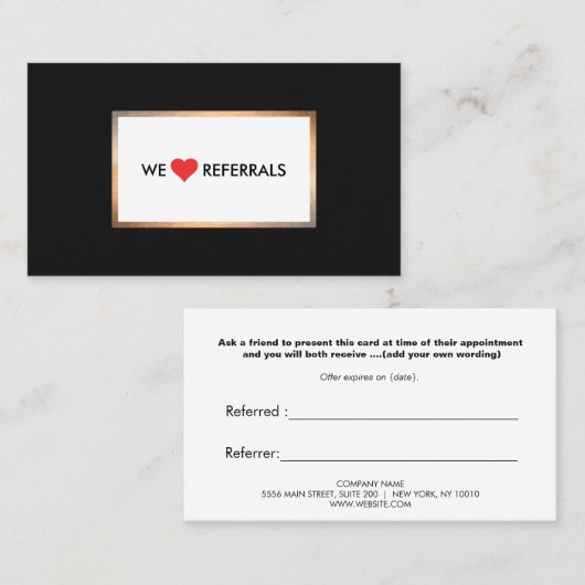 赤いハートお客様への感謝の紹介2 紹介カード (正面/裏面)