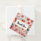 赤いハートお洒落ラブパターンありがとう フェイバータグ (インサイチュ)