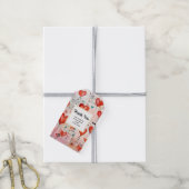 赤いハートお洒落ラブパターンパーティーありがとう ギフトタグ (より糸付き)