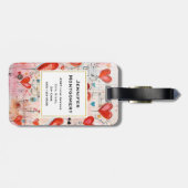 赤いハートお洒落ラブパターンモノグラム ラゲッジタグ (裏面横)