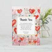 赤いハートお洒落ラブパターン サンキューカード (スタンド正面)