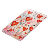 赤いハートお洒落ラブパターン マグネット (左側)