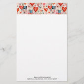 赤いハートお洒落ラブパターン 便箋 (正面)