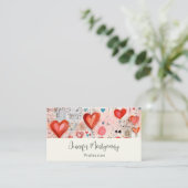 赤いハートお洒落ラブパターン 名刺 (スタンド正面)