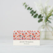 赤いハートお洒落ラブパターン 名刺 (スタンド正面)