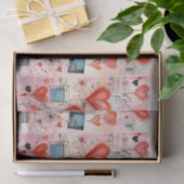 赤いハートお洒落ラブパターン 薄葉紙 (ギフト)