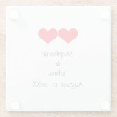 赤いハートかわいいカップル結婚のバレンタインデー2023 ガラスコースター (裏面)