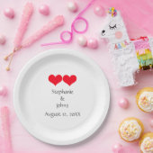 赤いハートかわいいカップル結婚のバレンタインデー2023 ペーパープレート (パーティー)