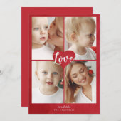 赤いハートかわいいラブフォトバレンタインデーホリデーCa シーズンカード (正面/裏面)