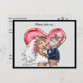 赤いハートかわいい結婚式デートのカードを保存 案内ポストカード (正面/裏面)