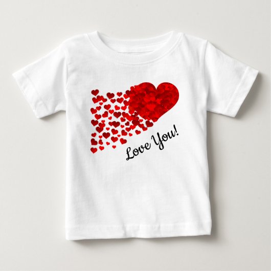 赤いハートがあなたを愛してる ベビーTシャツ (正面)