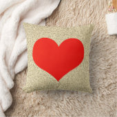 赤いハートがキュートなウェディング ゴールドに輝くクール クッション (ブランケット)