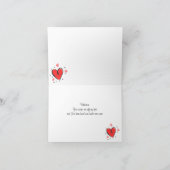 赤いハートが付いているカスタマイズ可能なシベリアンハスキー シーズンカード (内部)