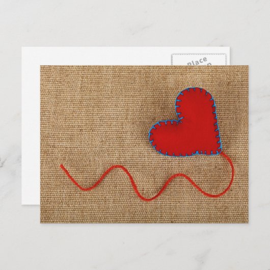 赤いハートが付いているValentine s日の郵便はがき シーズンポストカード (正面/裏面)