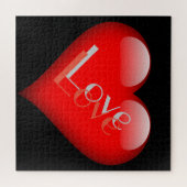 赤いハートが印象的なパリジェンヌのウェディングラブ ジグソーパズル (横)