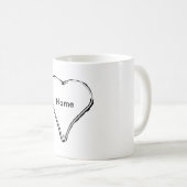 赤いハートが名前を待っている コーヒーマグカップ (正面右)