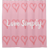赤いハートが愛するシンプルなピンクのシャワーカーテン シャワーカーテン (正面)