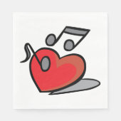 赤いハートが歌う音符 スタンダードランチョンナプキン (正面)