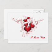 赤いハートが絡み合って、愛してる ポストカード (正面/裏面)