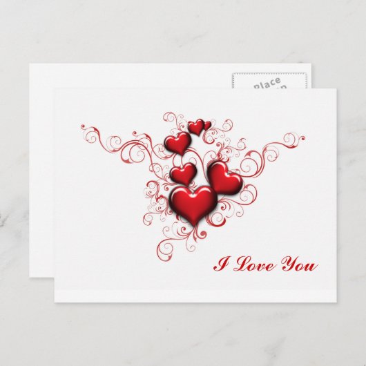 赤いハートが絡み合って、愛してる ポストカード (正面/裏面)