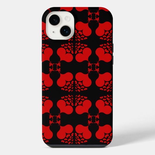 赤いハートが複数飛ぶデザイン iPhoneケース (裏面)