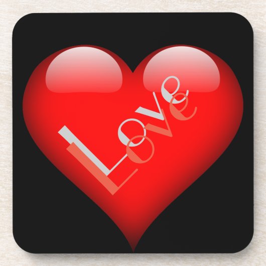 赤いハートが魅力的なパリのラブウェディング コースター (正面)