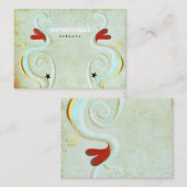 赤いハートが3次元名刺を渦巻き 名刺 (正面/裏面)