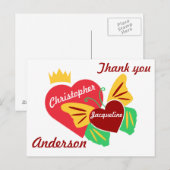 赤いハートたち、蝶々 ありがとう ポストカード (正面/裏面)