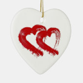 赤いハートたった今結婚しましたオーナメント セラミックオーナメント (右)
