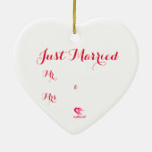 赤いハートたった今結婚しましたオーナメント セラミックオーナメント (裏面)