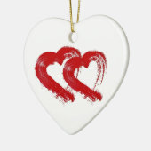 赤いハートたった今結婚しましたオーナメント セラミックオーナメント (左)
