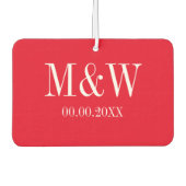 赤いハートたった今結婚しました結婚車の空気清浄機 カーエアーフレッシュナー (正面)