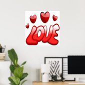 赤いハートで愛してる ポスター (ホームオフィス)