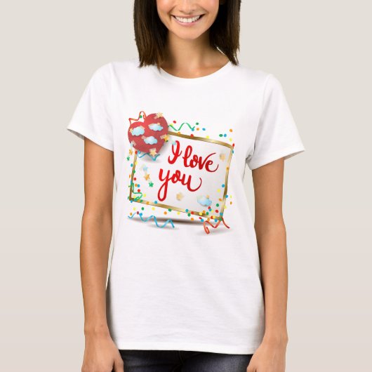赤いハートで愛してる Tシャツ (正面)