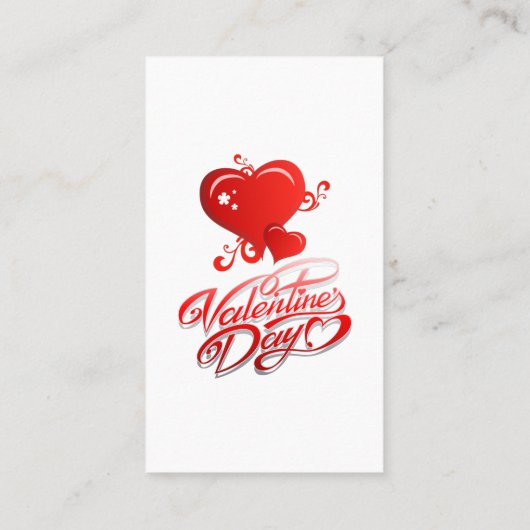 赤いハートとの幸せなバレンタインデー 名刺 (裏面)