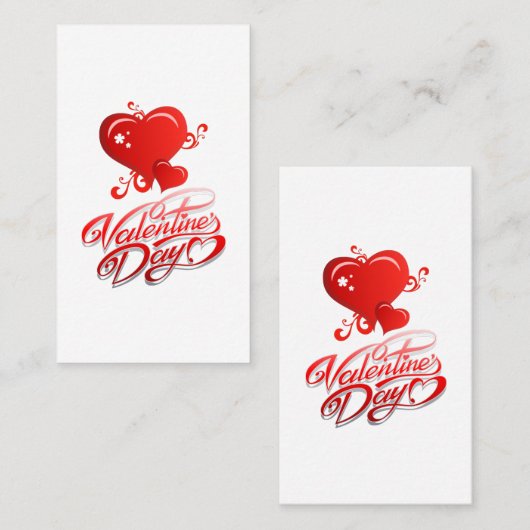 赤いハートとの幸せなバレンタインデー 名刺 (正面/裏面)