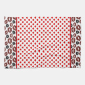 赤いハートとキス キッチンタオル (横)