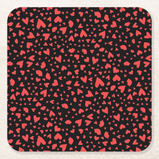赤いハートとキス スクエアペーパーコースター (正面)