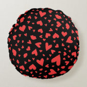 赤いハートとキス ラウンドクッション (正面)