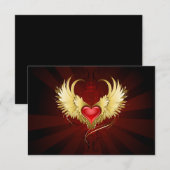 赤いハートとゴールデンウィングス サンキューカード (正面/裏面)