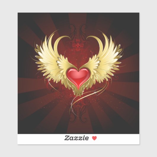 赤いハートとゴールデンウィングス シール (シート)