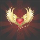 赤いハートとゴールデンウィングス シール (正面)