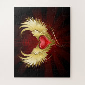 赤いハートとゴールデンウィングス ジグソーパズル (縦)