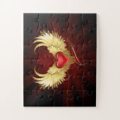 赤いハートとゴールデンウィングス ジグソーパズル (縦)