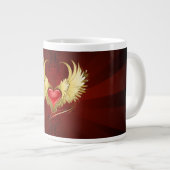 赤いハートとゴールデンウィングス ジャンボコーヒーマグカップ (正面右)