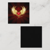 赤いハートとゴールデンウィングス スクエア名刺 (正面/裏面)