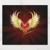 赤いハートとゴールデンウィングス ビールラベル (シングルラベル)